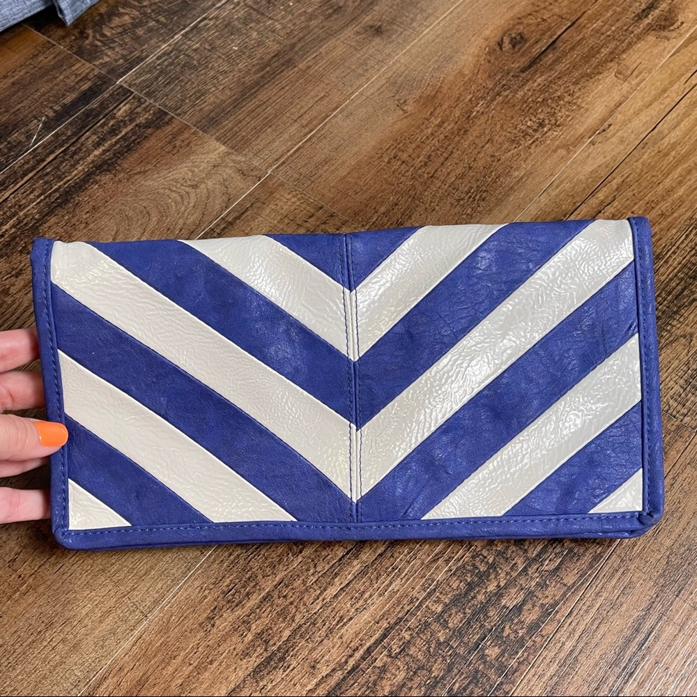 FOREVER 21 Cobalt Blue Chevron Statement Piece Clutch